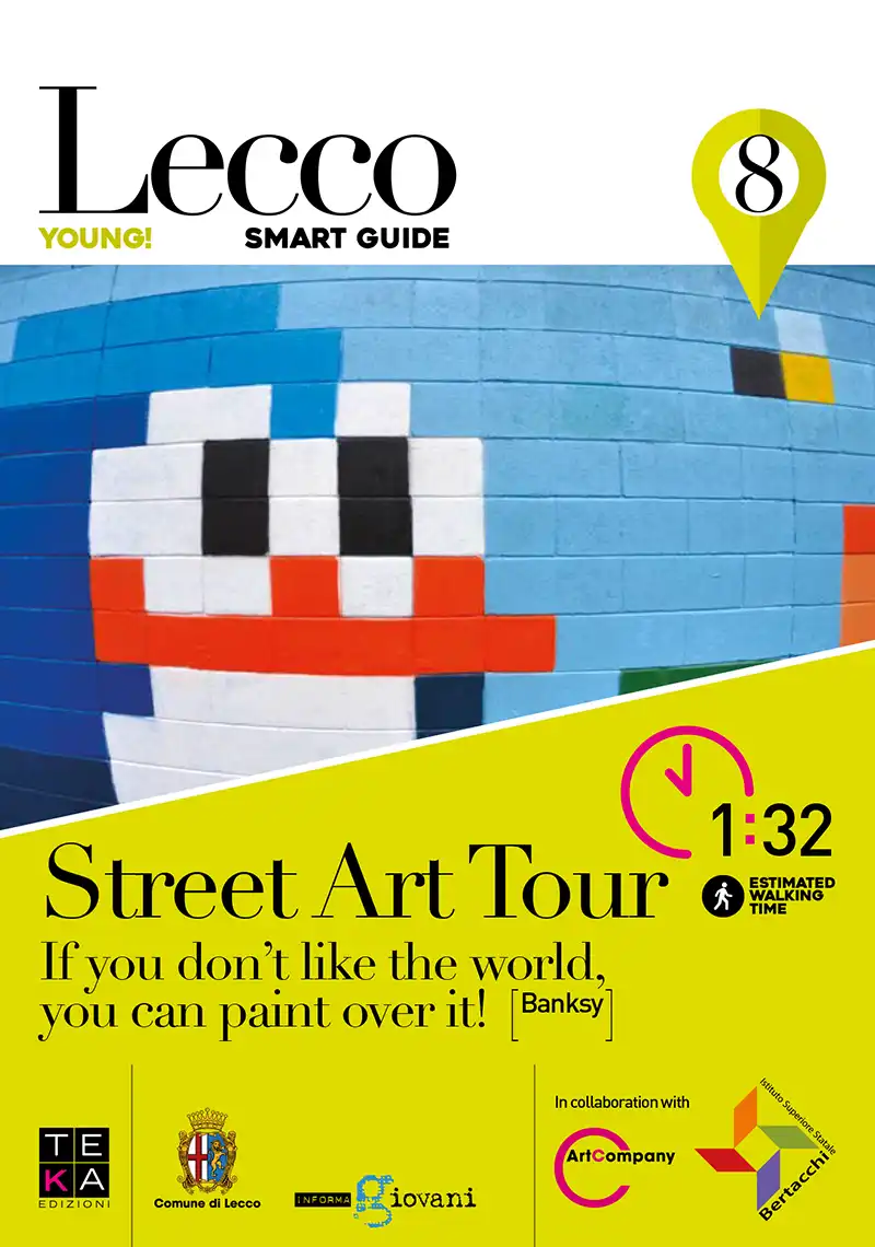 Smart guide itinerario pieghevole in inglese, street art tour di lecco, teka edizioni